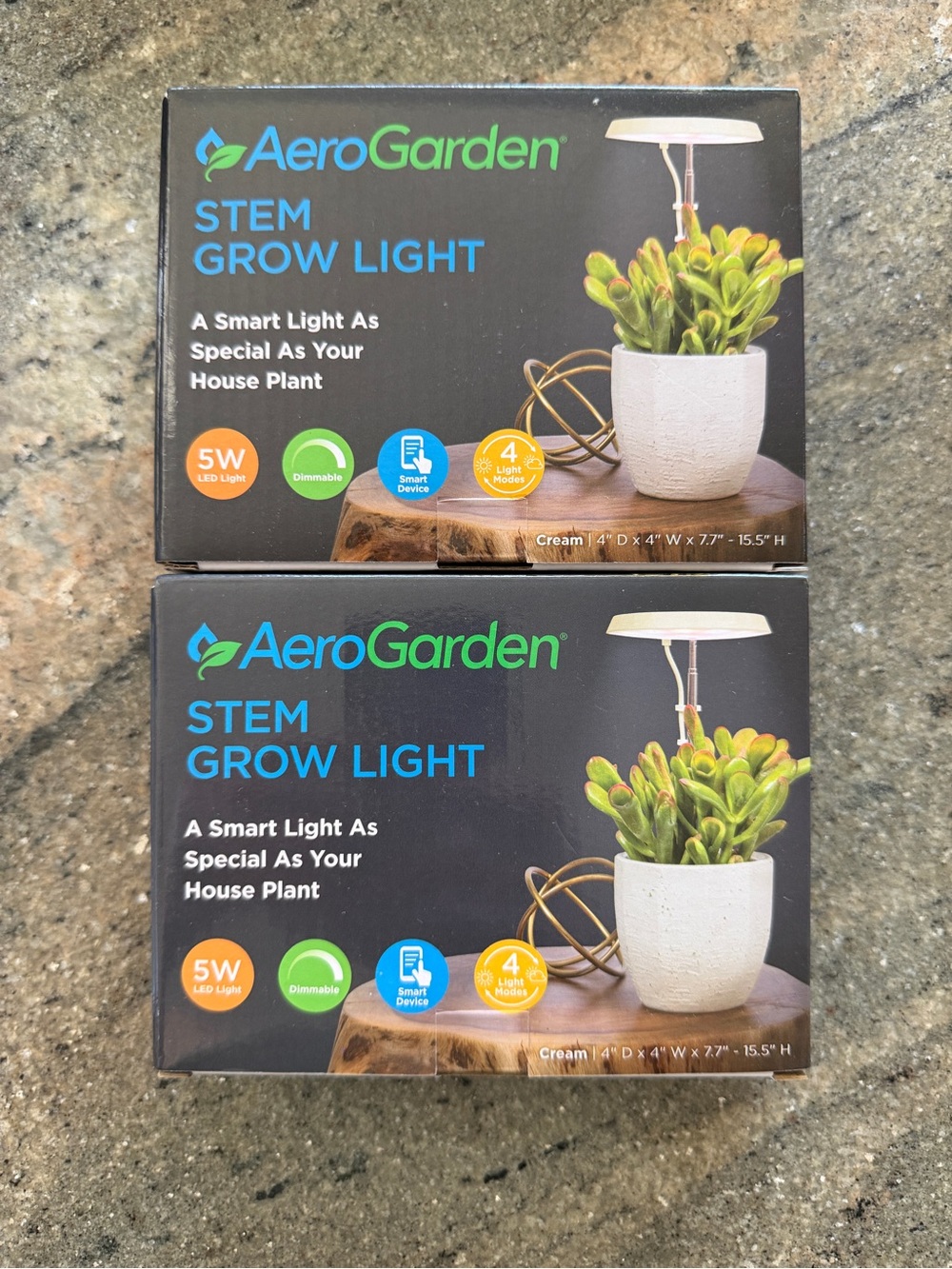 Set of 2 AeroGarden Stem Grow Lights in Cream for indoor houseplants